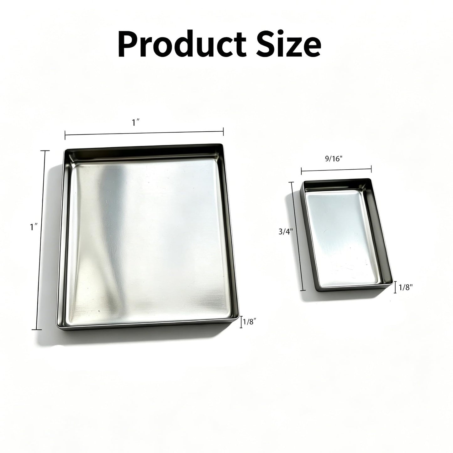 50 Pack Empty Metal Pans for Magnetic Makeup Palette, 20 Medium Square (1") & 30 Small Rectangular (9/16" x 3/4") Silver Tin Refills, Responsive to Magnets for DIY Eyeshadow, Blush, Lipstick Depotting
