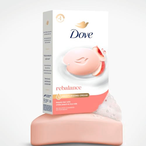 Dove Rebalancing Beauty Bar Soap - White Peach & Rice Milk, 6 Count