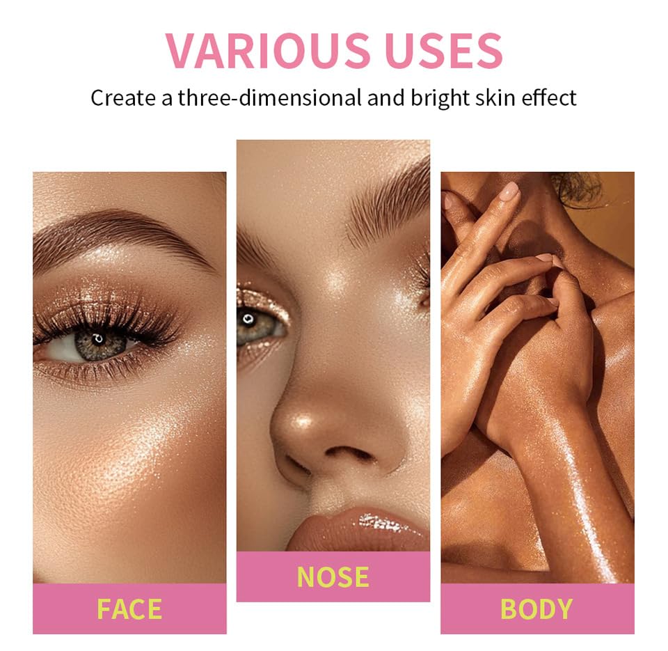 8-Color Cream Highlighter Palette - Lightweight & Waterproof for Mature Skin | Luminous Glow Makeup