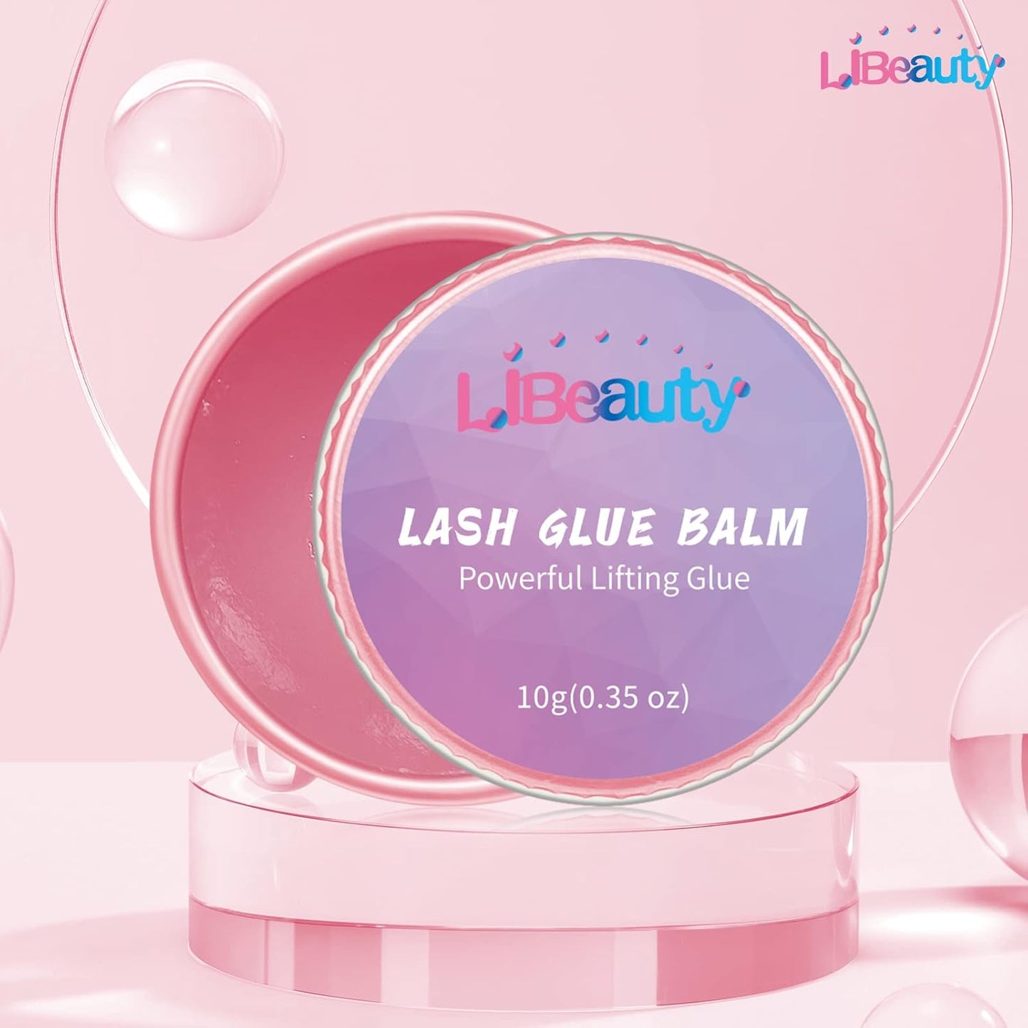 Libeauty Lash Lift Glue Balm - Strong Adhesive for Eyelash & Eyebrow Perm | Pink Peach, 10g/0.35oz