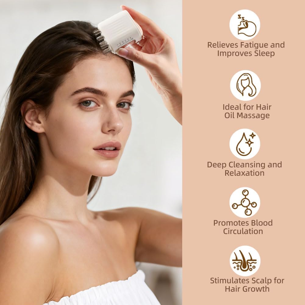 Electric Hair Oil Applicator for Scalp, Scalp Massager for Oil Treatment, Root Comb Applicator with Vibration & Microcurrent, Red Light Therapy, for Hair Treatment and Growth