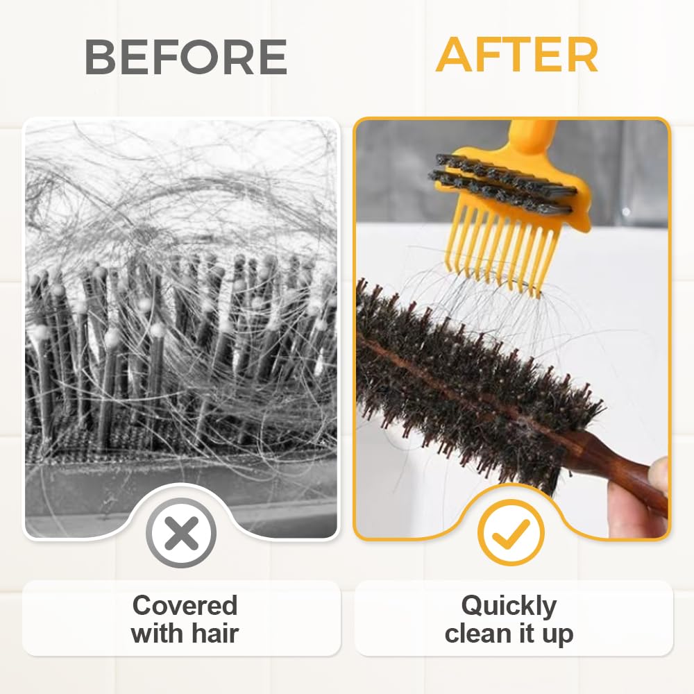 Jurfest 2 In 1 Hair Brush Cleaning Tool, Comb Cleaning Brush, Portable Hair Brush Cleaner Rake (Green)