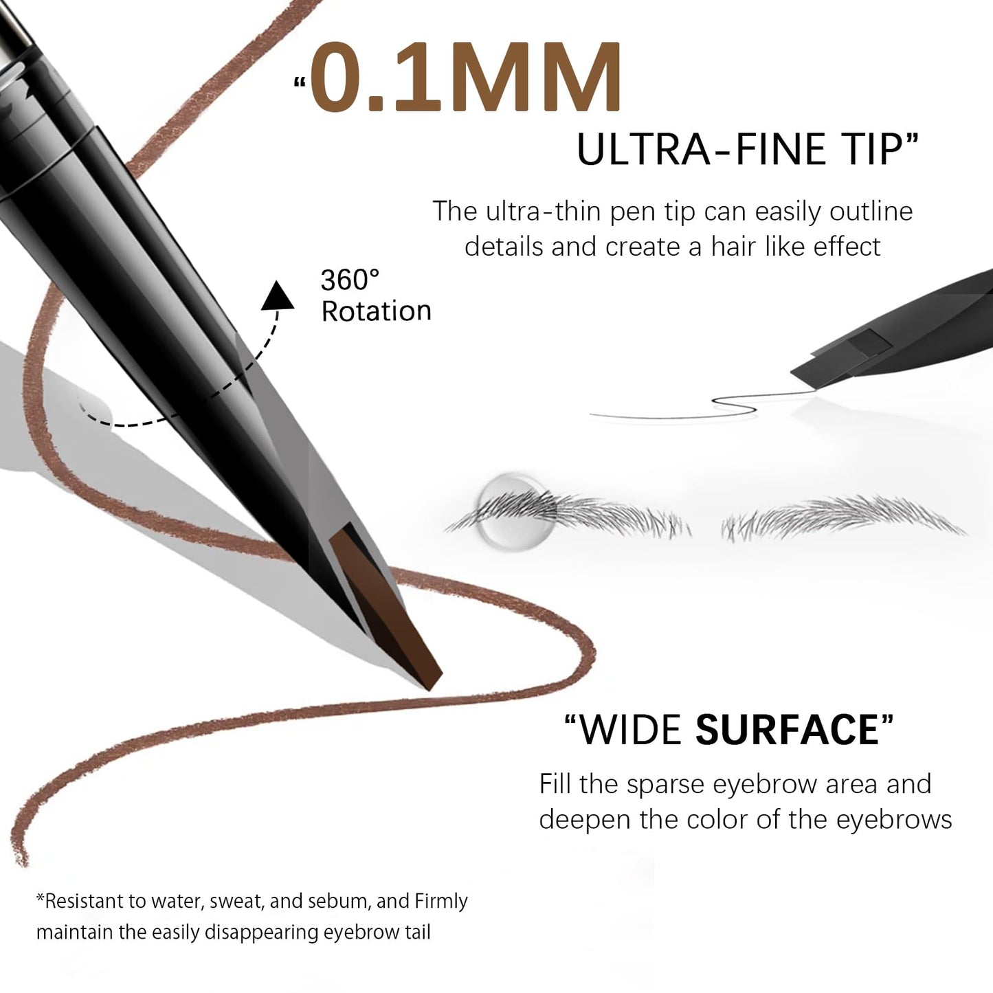 MAVENI Browcharm Microblading Eyebrow Pencil for Women,0.1mm Ultra-Fine Mechanical Pencil,Makeup Brow Definer Waterproof,Draws Tiny Brow Hairs and Fills in Sparse Areas and Gaps (03 Light Brown)