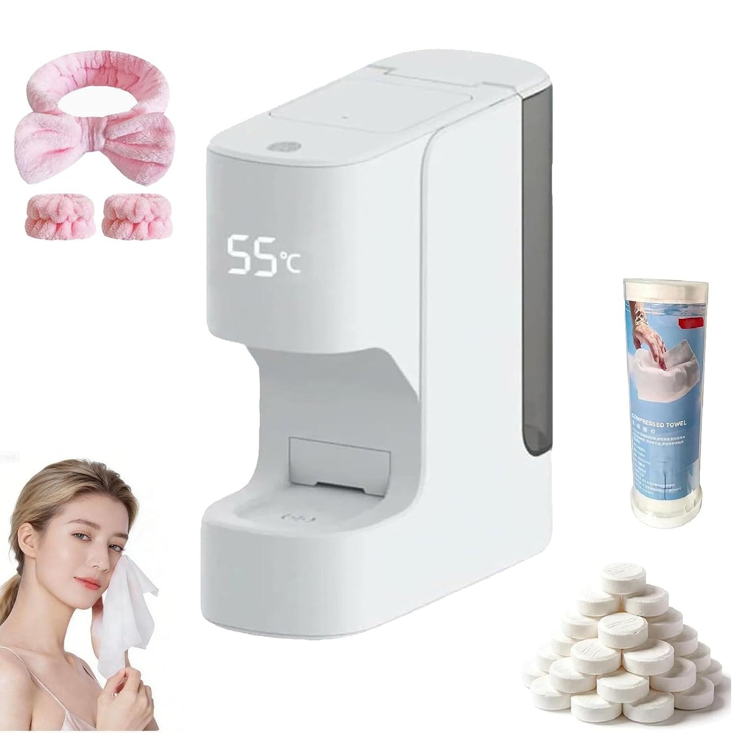 Smart Hot Face Towel Dispenser - Automatic Heater with 5 Temperature Modes & Voice Alerts | 100 Towel Capacity