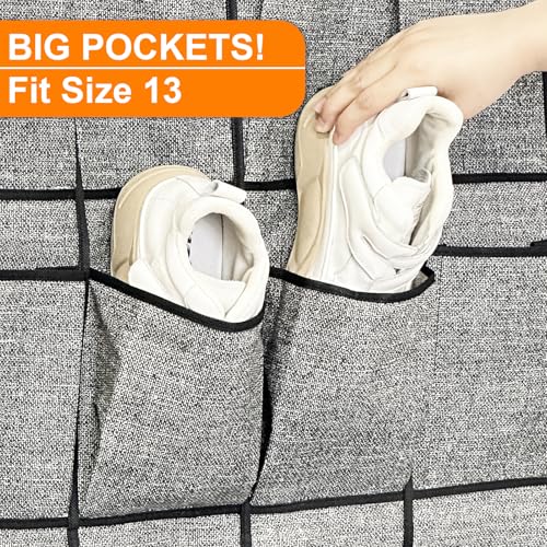 Over the Door Shoe Organizer with 24 Large Pockets - Black