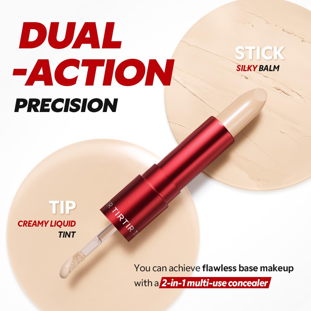 TIRTIR Glide&Hide Blurring Concealer - Creamy Dual Formula for Dark Circles & Wrinkles | #1N, 0.28 Oz