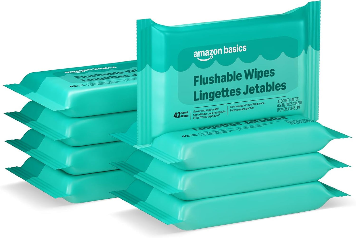 Flushable Adult Wet Wipes - Fragrance-Free, 126 Count (3 Packs of 42) | Gentle & Convenient