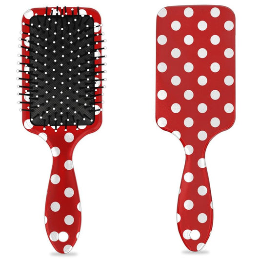 Kids Hair Brush for Boys Girls - Red Polka Dot Detangling Hairbrush for Thick Curly Wet Dry Hair - Paddle Hair Brushes Pain-Free Nylon Massage Pins for All Hair Types