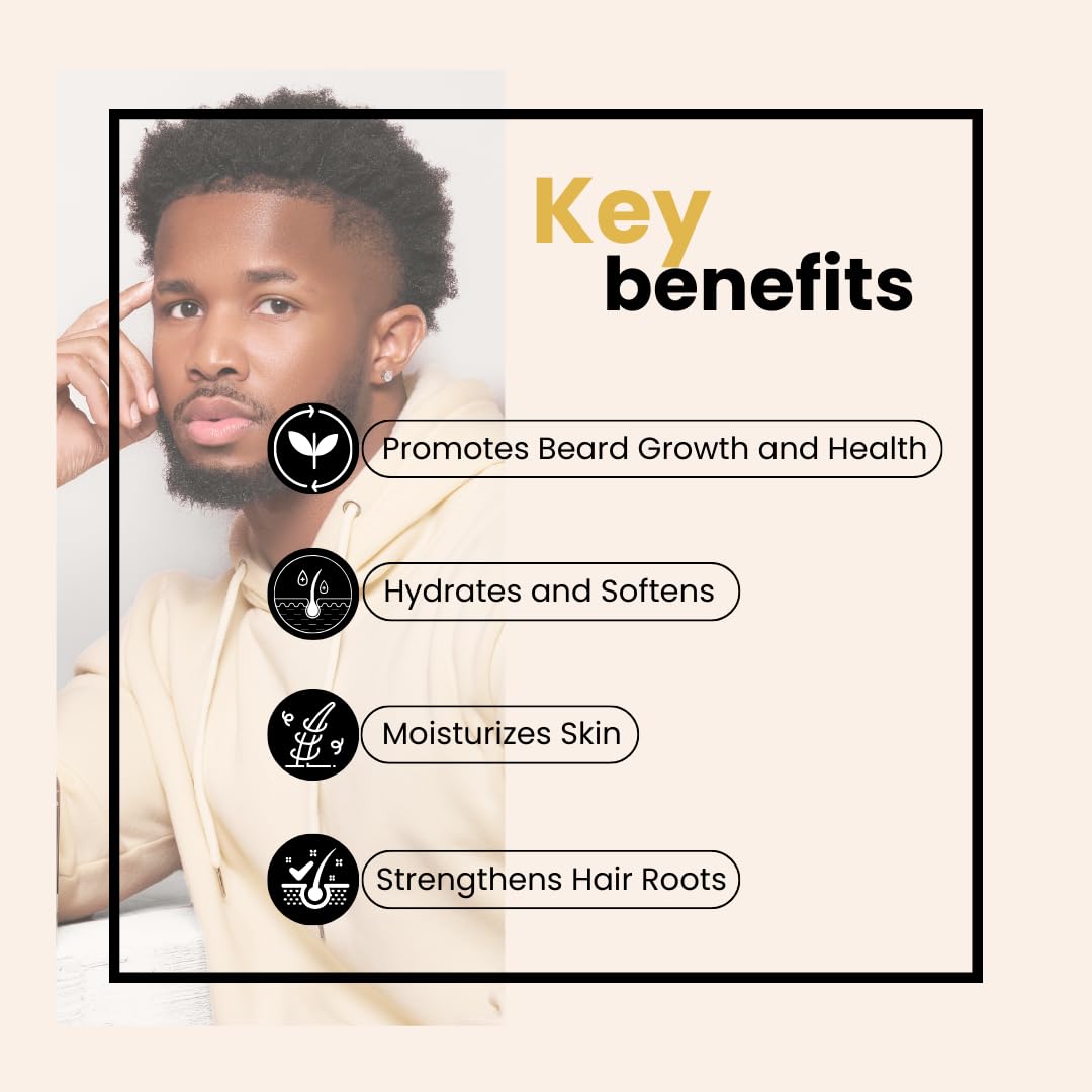 Beard Growth Oil for Men - Hydrating Natural Formula with Vitamins | 4 fl oz for Thicker, Softer Beard