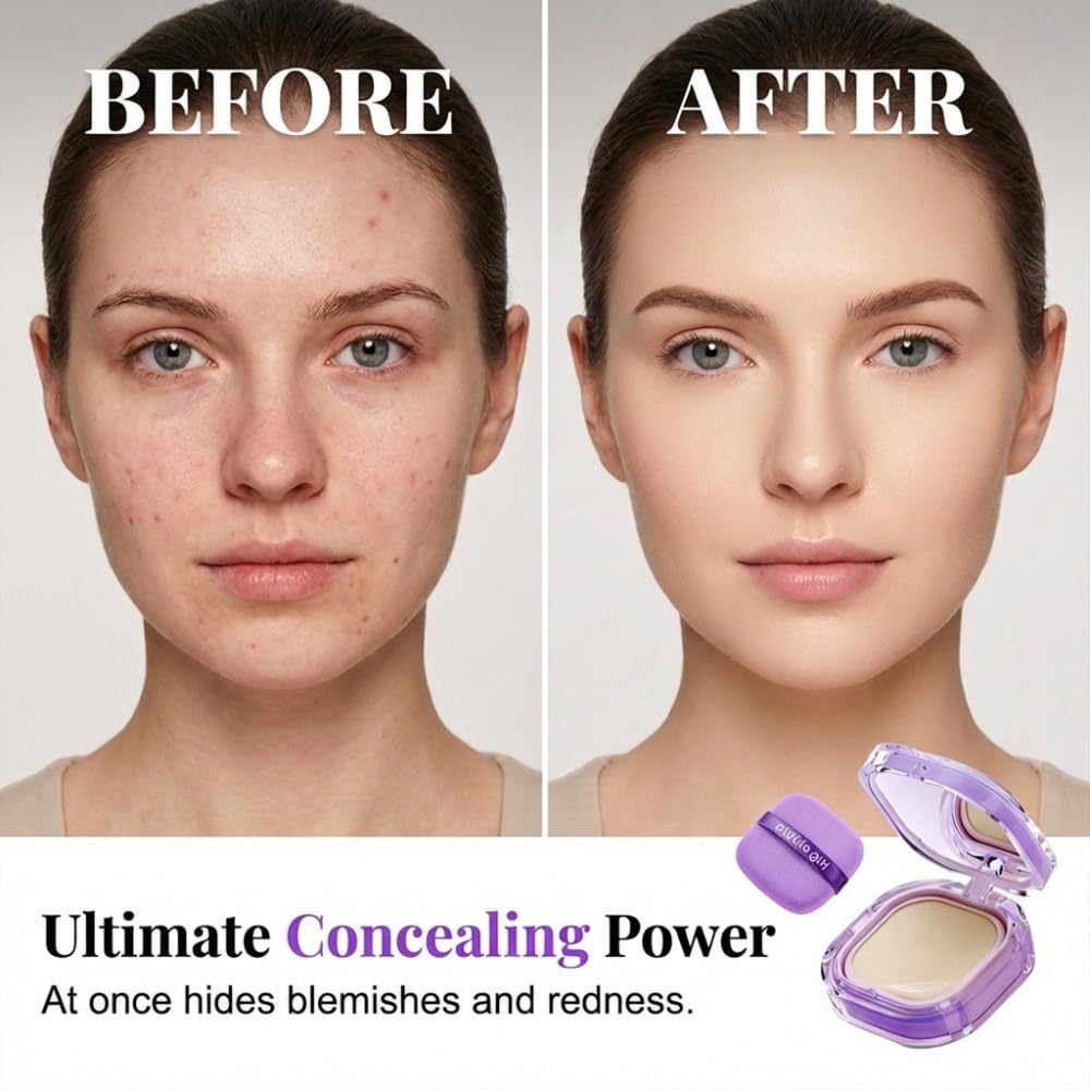 Full Coverage Creamy Foundation, Long-Lasting Waterproof Matte Finish, High Coverage Blemish-Free Base For All Skin Types, Travel-Friendly Compac (Natural)