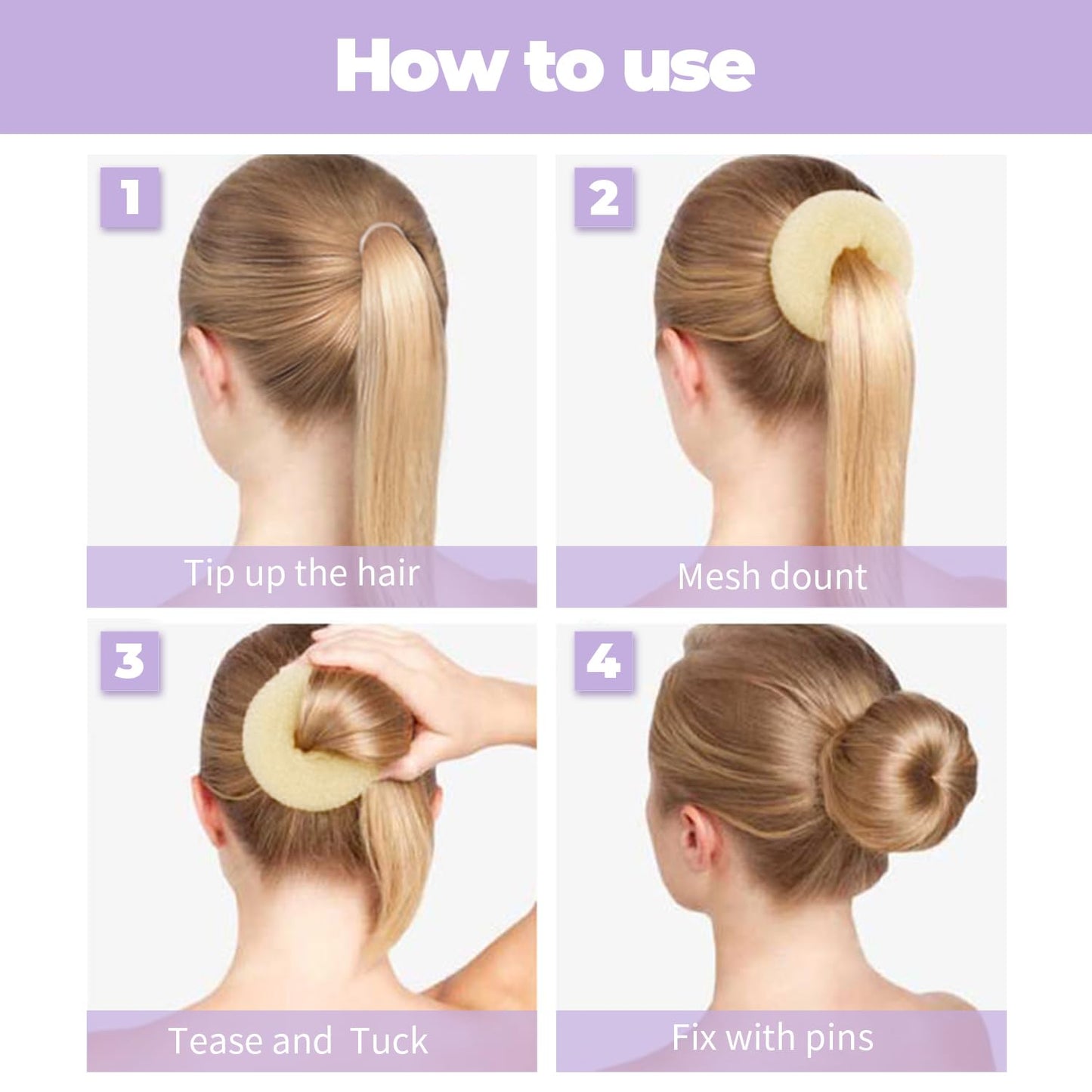 TsMADDTs Donut Bun Maker, 3 pcs Hair Bun Maker with 20 pcs Bobby Pins Blonde for Ballet Styling