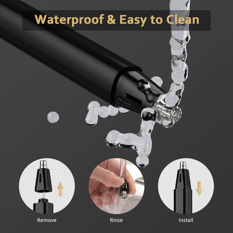 Dapsang Ear Nose Hair Trimmer for Men, Rechargeable Eyebrow Facial Hair Trimmer, Painless Waterproof Nose Clipper 2023 Professional Dual Blades Face Shaver (Black)
