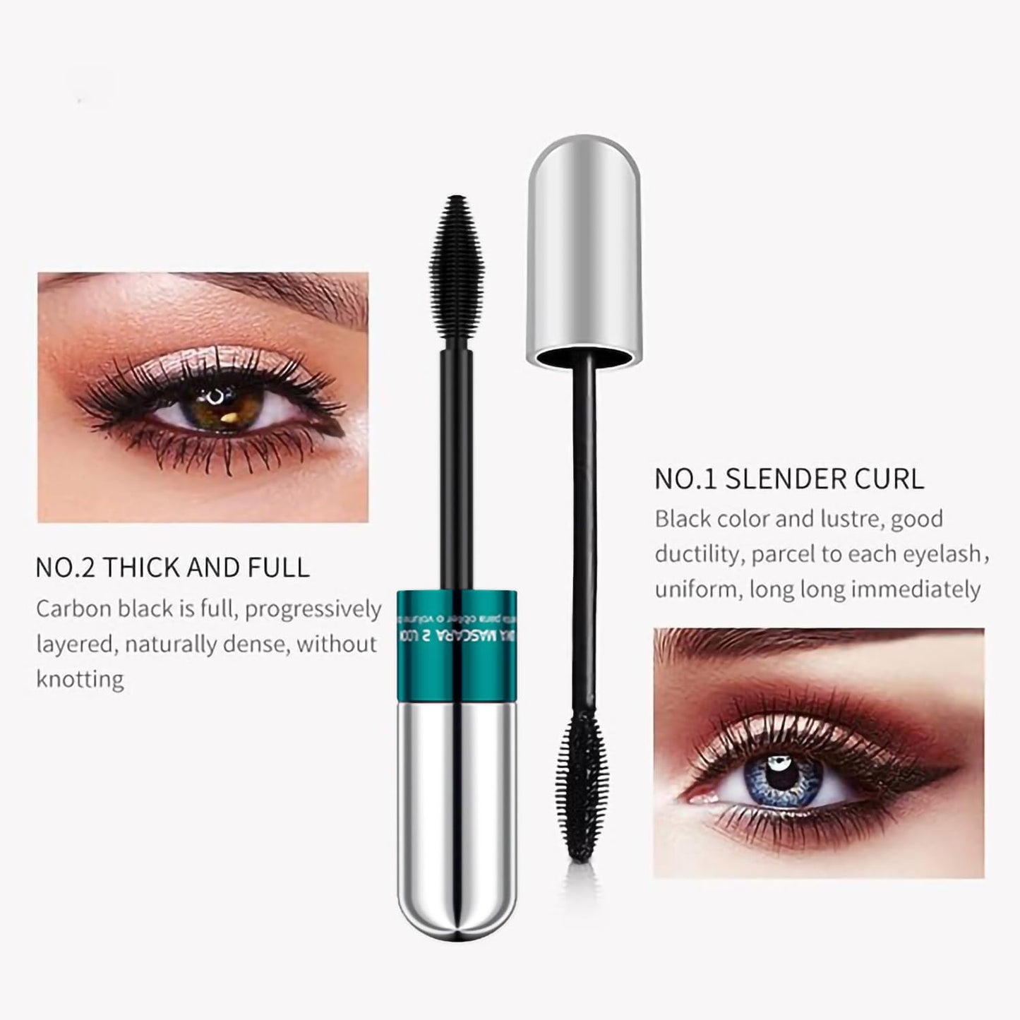 Lengthening & Volumizing Tubing Mascara - 2Pcs Smudge-Proof, Clump-Free Black for Natural Thickness