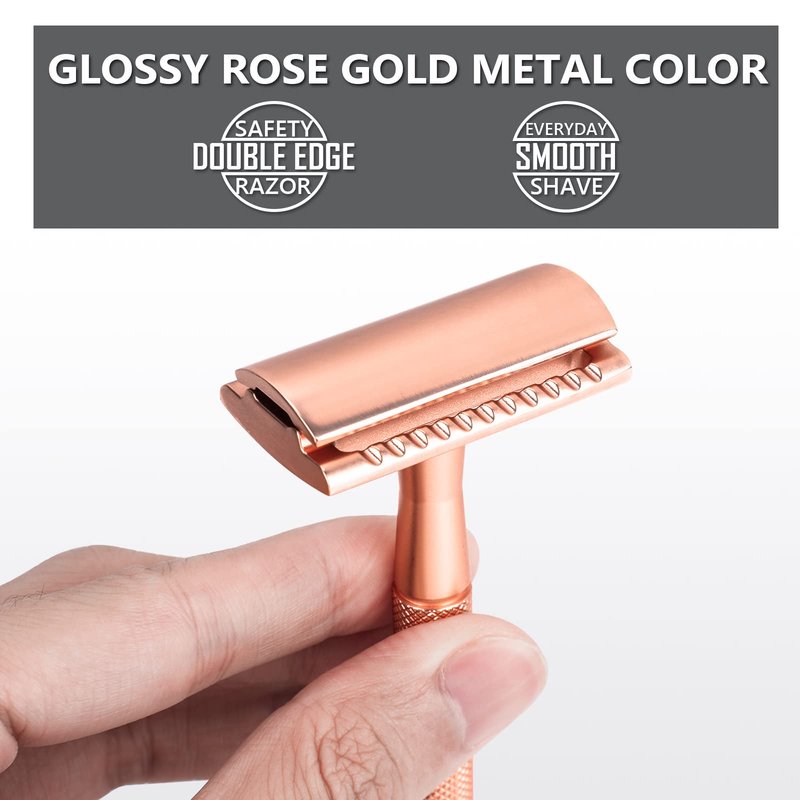 DreamGenius Safety Razor for Men and Women,All Double Edge Razor Blades Lady Razor Eco-Friendly Zero Waste Beauty Environmentally,Rose Gold