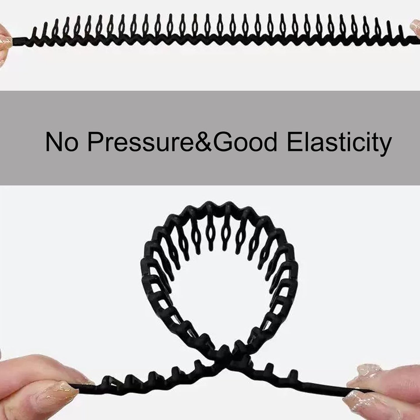 Zig Zag Headbands - 6 PCS Plastic Wavy Hair Combs for Women & Girls | Versatile Bright Black Accessories