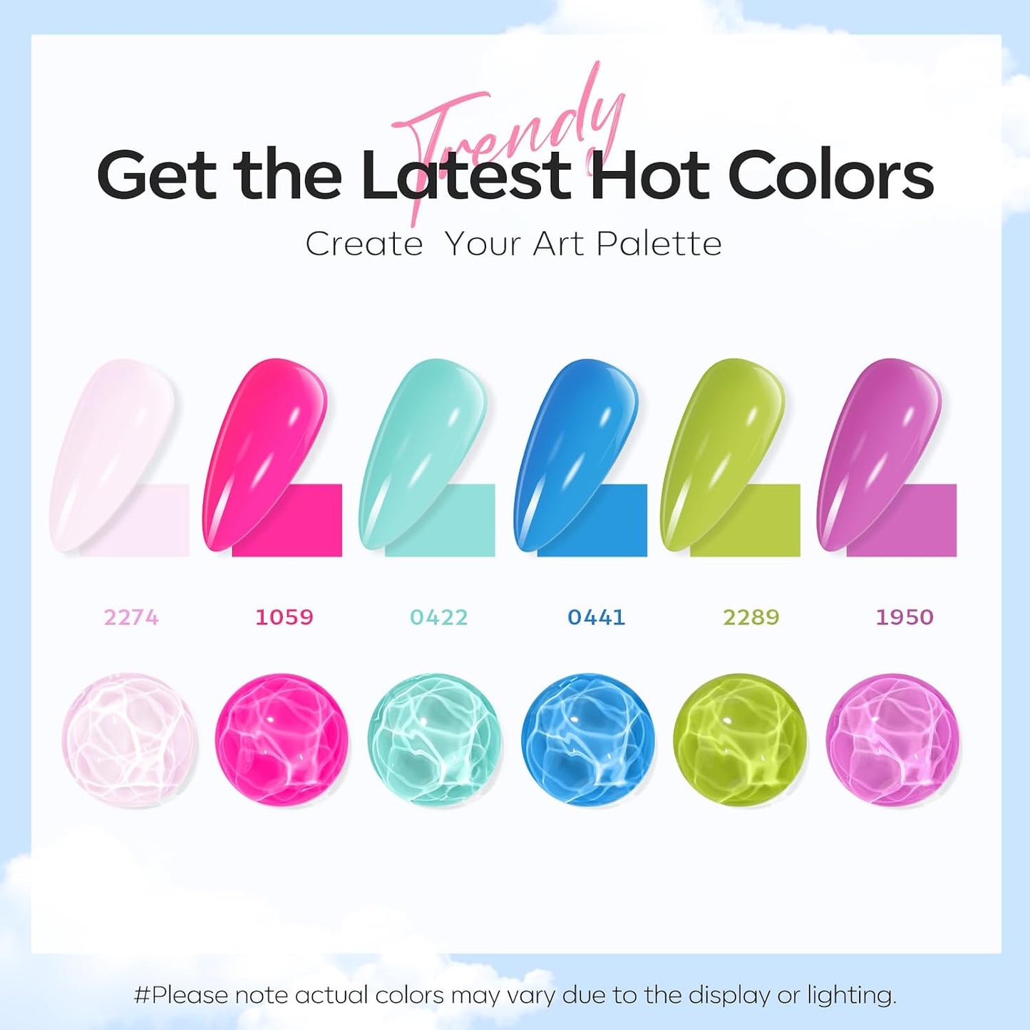 Gel Nail Polish Set - 6 Pastel & Neon Colors for DIY Manicure | Soak Off, LED Compatible