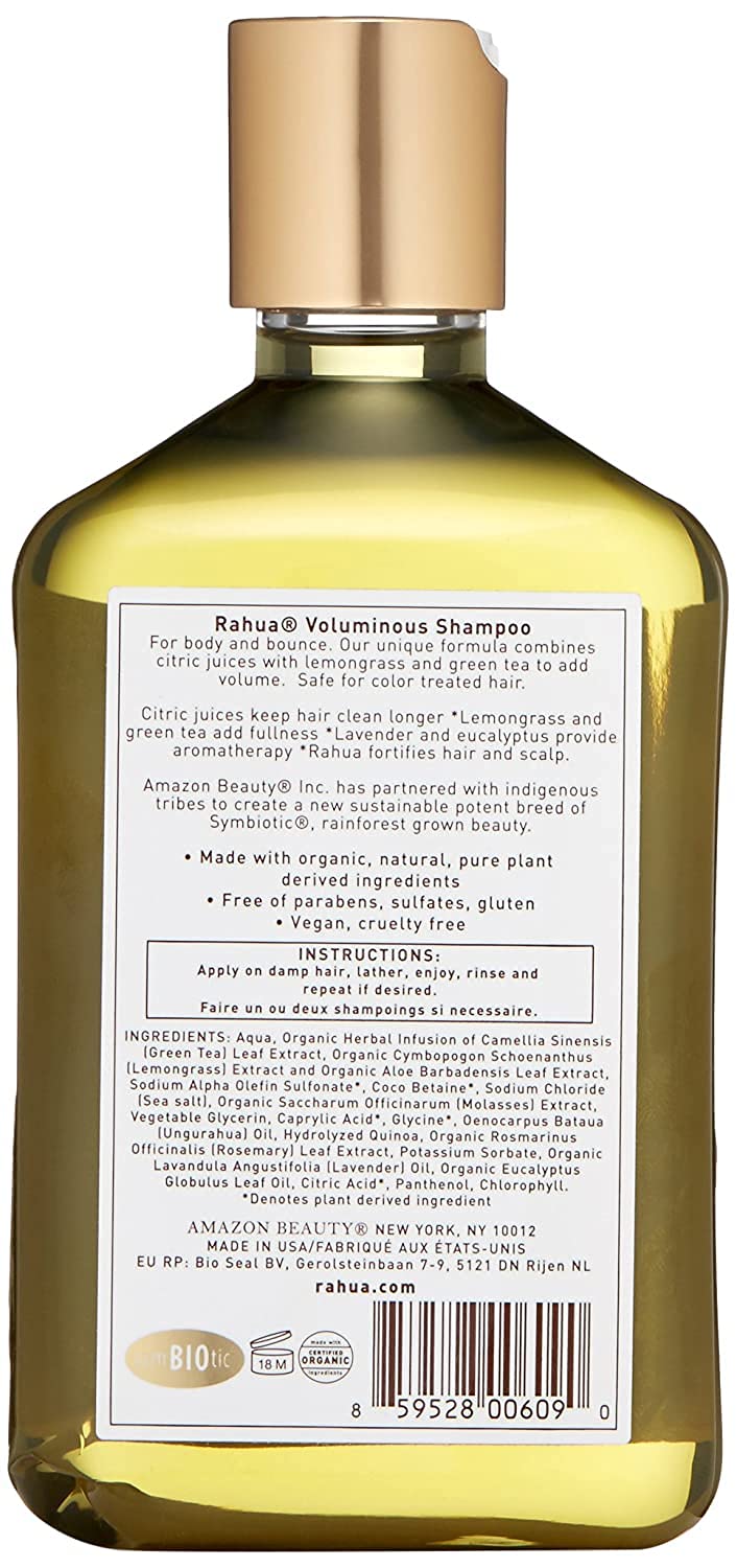 Rahua Voluminous Shampoo - Natural Volumizing Shampoo for Fine to Medium Hair - Sulfate Free Clarifying Hair Care with Rahua Oil, Lemongrass & Green Tea - Organic, Vegan & Color Safe - 9.3 Fl Oz