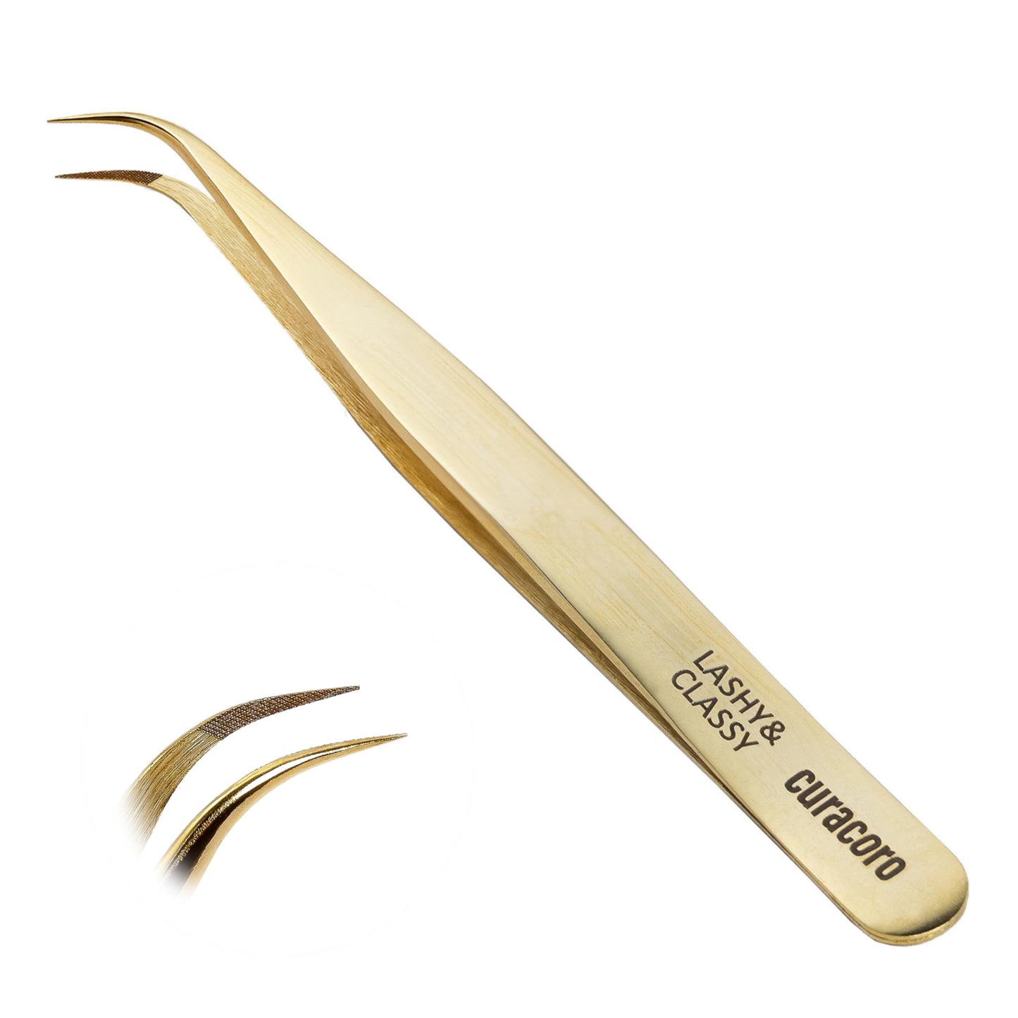 Curacoro Lash Tweezer - Professional & Precision Fiber Tip Grip Lash Tweezers for Eyelash Extensions, Multi Shapes & Purposes Tweezers for Volume, Isolation & Classic Lashes (Gold, Lashy and Classy)