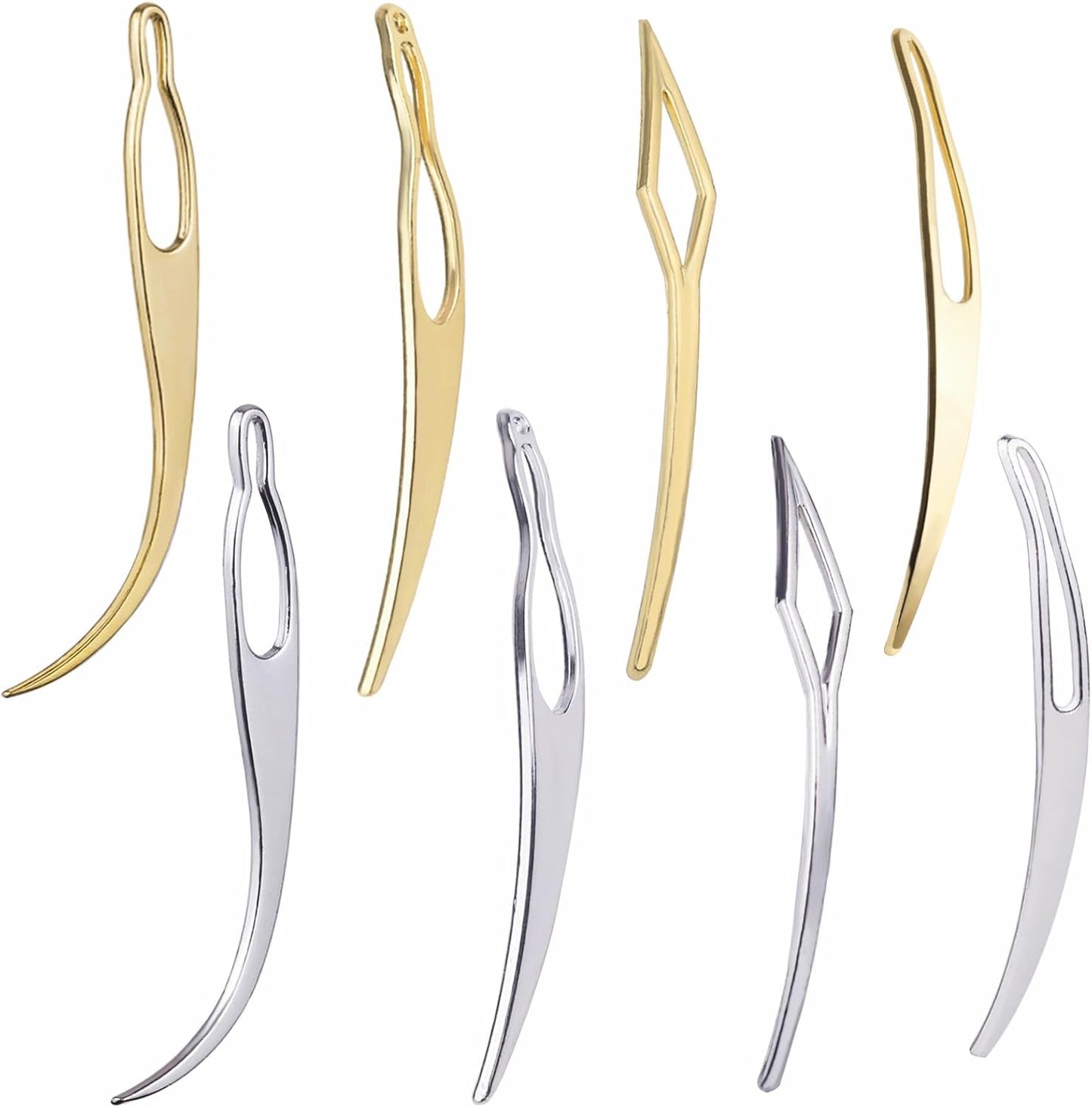 Interlocking Tools for Locs - 8 Pcs Sisterlock & Dreadlock Crochet Needles | Gold & Silver Set