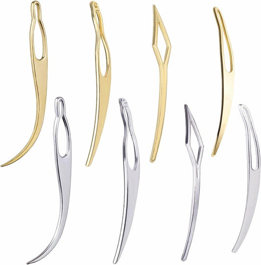 Interlocking Tools for Locs - 8 Pcs Sisterlock & Dreadlock Crochet Needles | Gold & Silver Set