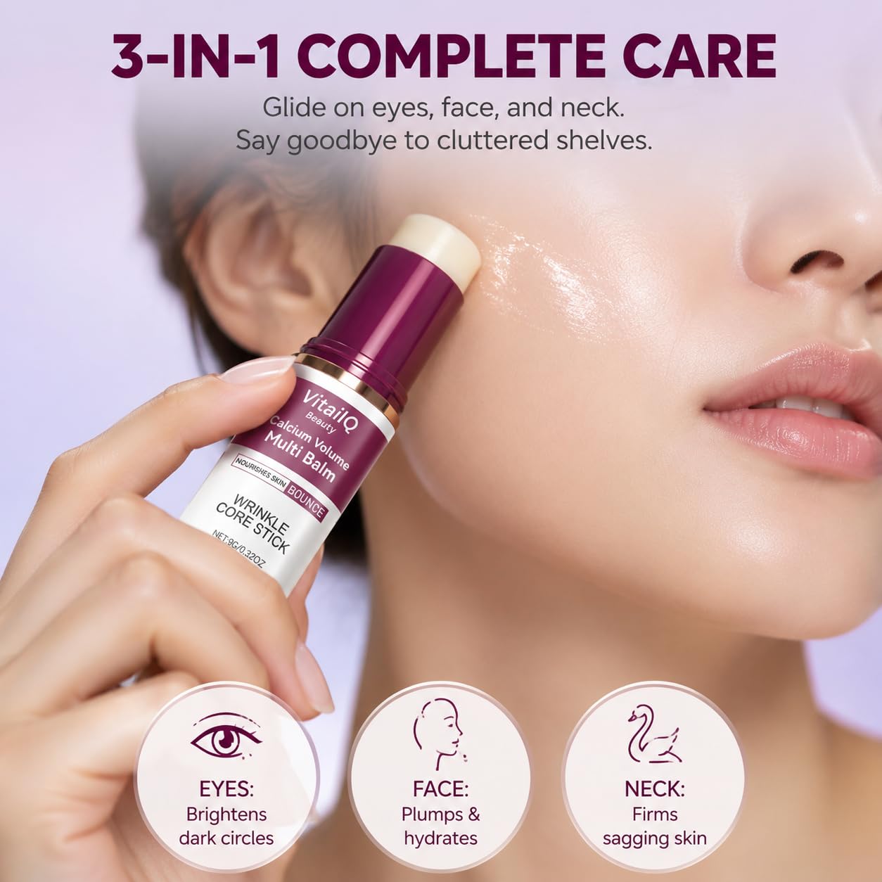 VitailQ Anti-Wrinkle Calcium Balm - Hydrating Face Moisturizer for Eyes, Neck & Face