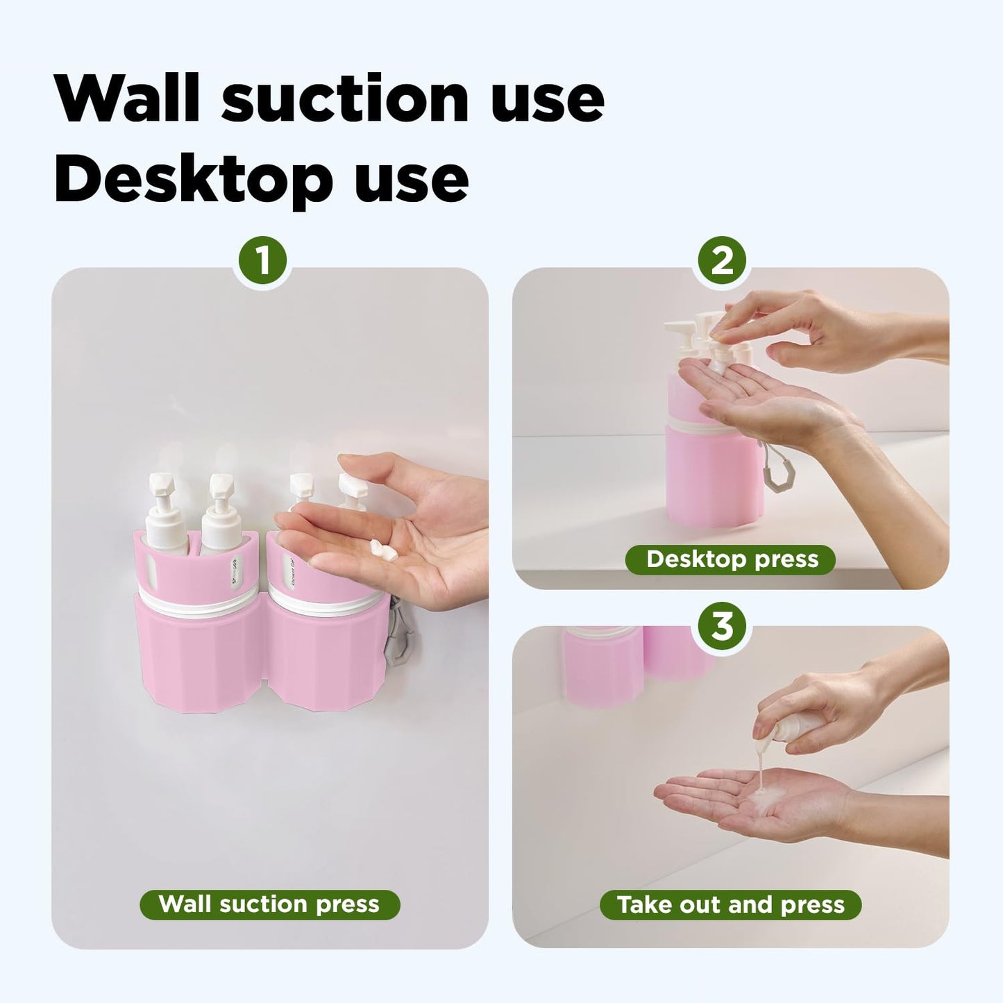YOTIME 4 in 1 Travel Dispenser Bottle - TSA Approved Leak Proof Silicone Suction Cup for Smooth Walls | Pink
