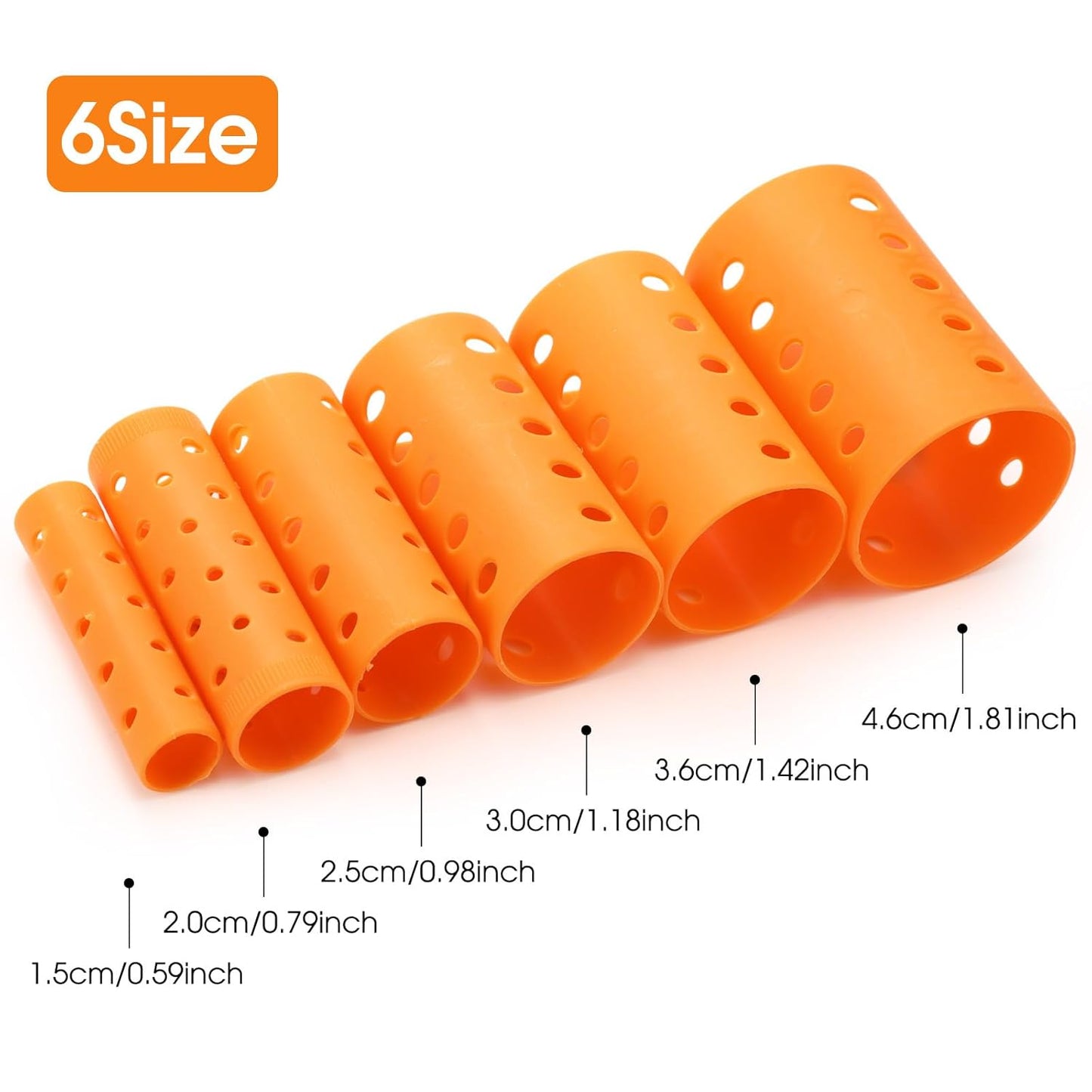 Hair Rollers Set - 141 Pcs Plastic Hair Rollers with Pins & Clips | Orange Color