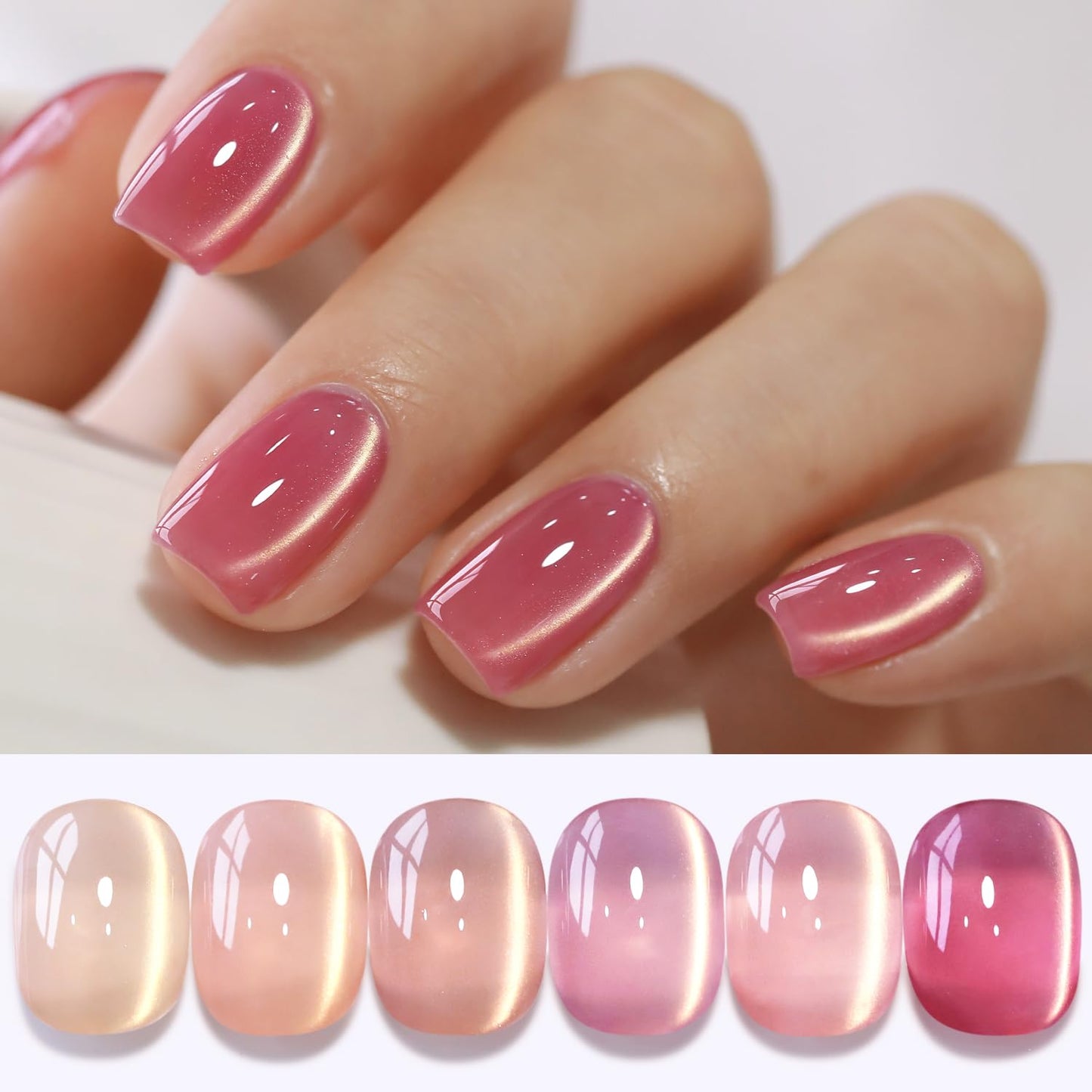Cat Eye Gel Polish Set - 6 Shimmering Colors with Magnetic Holographic Effect | UV Nail Art Kit