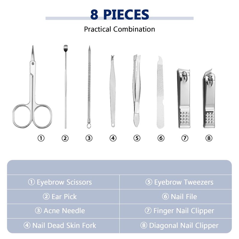 Lasnten 24 Set Valentine Manicure Set Bulk Nail Clippers Grooming Nail Kit Stainless Steel Professional Pedicure Tools Kit with Travel Case for Men Women Valentine's Day Gift(8 in 1,Black)