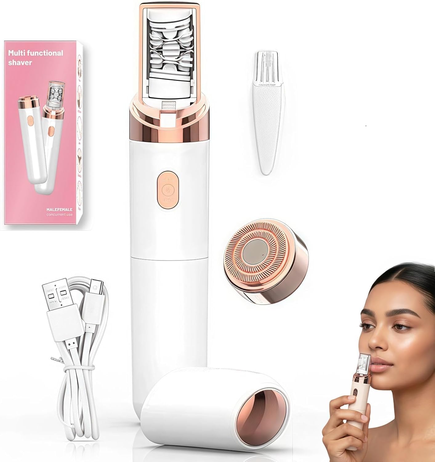Pxiluyna Pro 3.0 Women Face Epilator - Plxuyepli 2-in-1 Gentle Root Removal for Coarse & Fine Hair,2026 New Upgrades Rechargeable Shaver Electric Depiladora for Face/Legs/Bikini Smooth Skin (White)