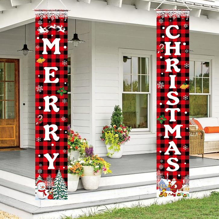 Merry Christmas Banner - Festive Welcome Sign for Indoor & Outdoor Decor