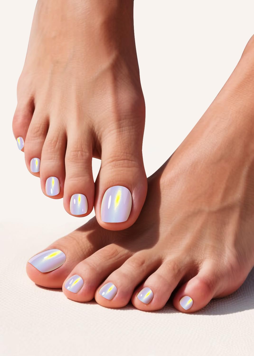 Toe Semi Cured Gel Nail Strips, Aurora 32 Toenail Gel Nails Sticker for Home Pedicure Nails DIY
