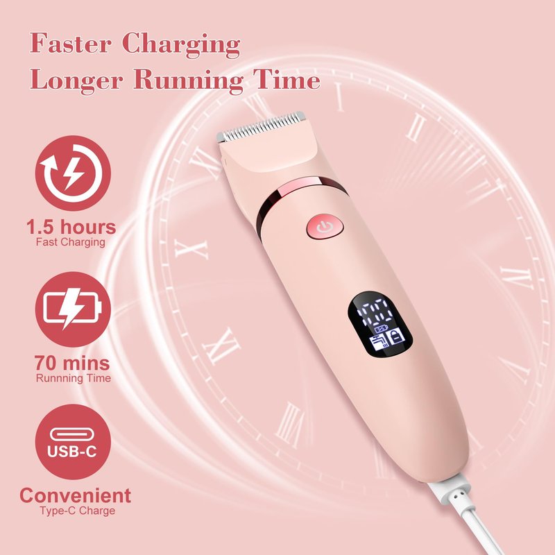 Zivelier 3-in-1 Electric Razor IPX7 Waterproof Bikini Trimmer Wet & Dry Use Painless Personal Trimmer Groomer for Ladies Face Body Legs Bikini Public Hairs Electric Lady Shaver with Replaceable Heads