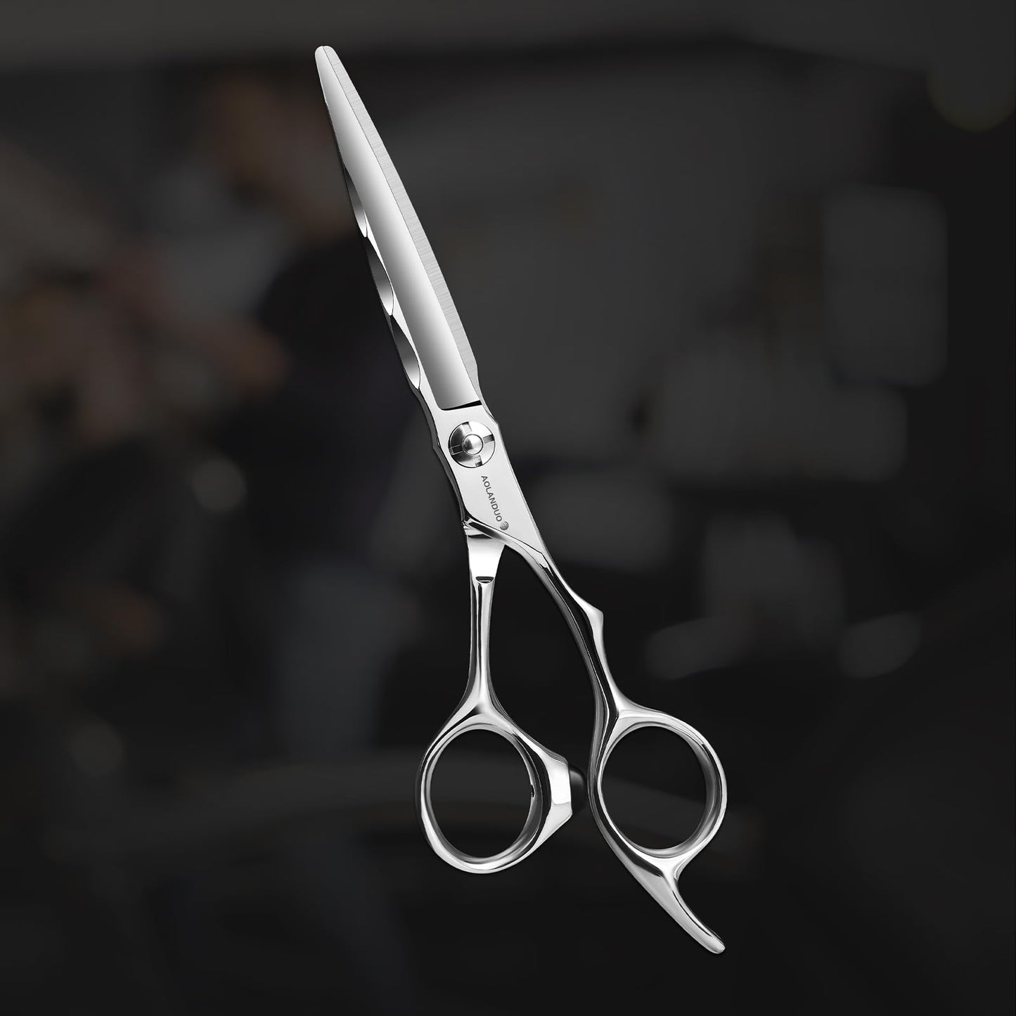 AOLANDUO 6" Professional Hair Shears – Japanese VG10 Steel, Convex Edge with CNC-Wave Blade Design | Upgraded from Aichi 440C | Ergonomic Offset Handle for Barbers & Stylists