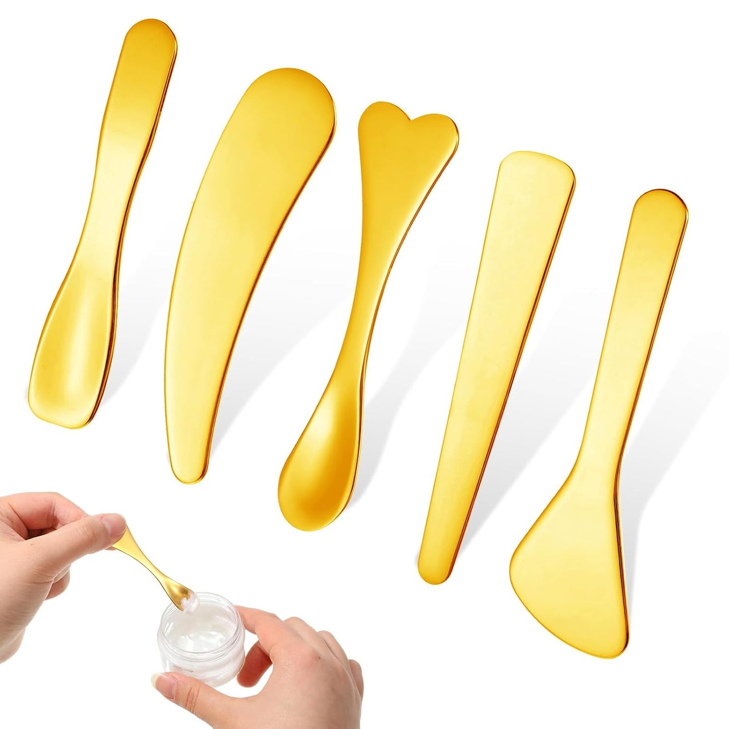 Mini Cosmetic Spatula Set - 5 Metal Makeup Applicators for Skincare | Reusable Stainless Steel Mixing Tools