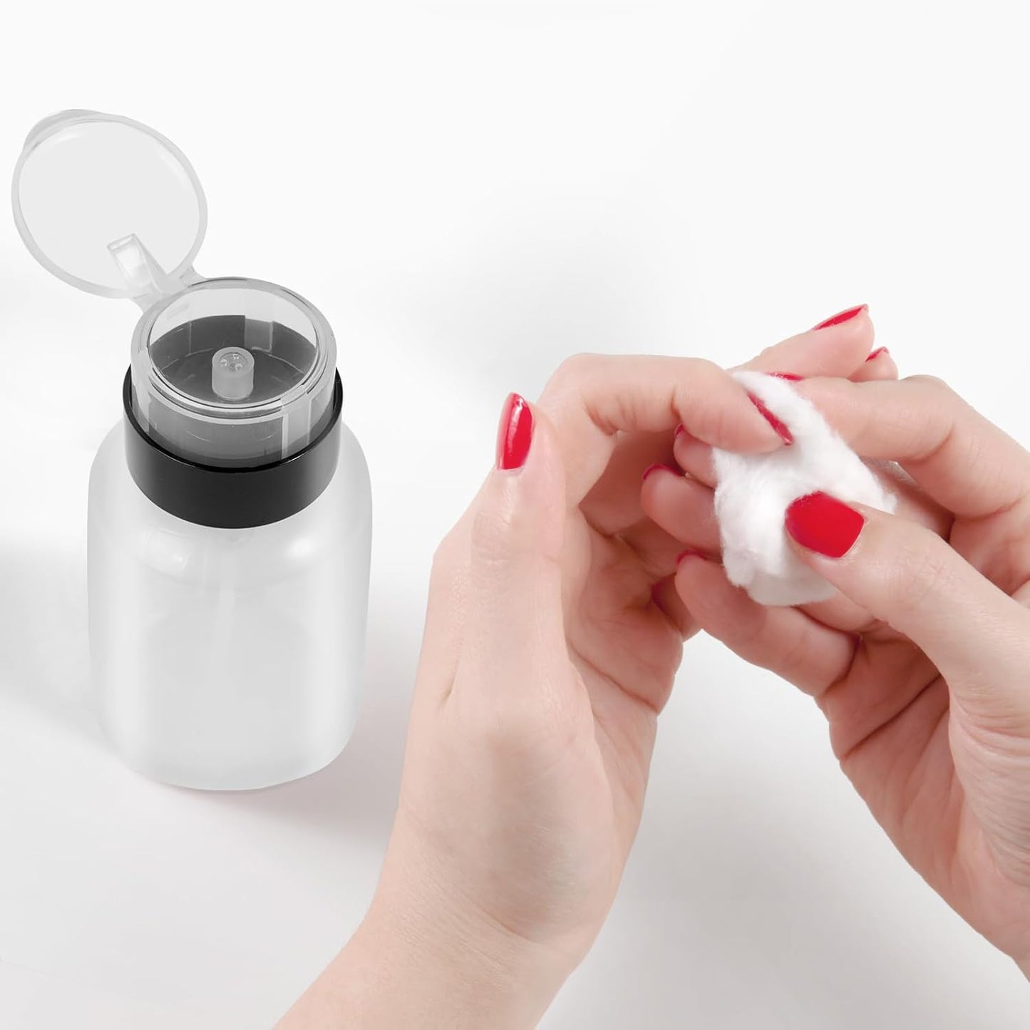 Nail Polish Remover Pump Dispenser - 2 Pack Acetone Safe ABS Bottles | 200ml (6.8oz) Lockable Flip Cap