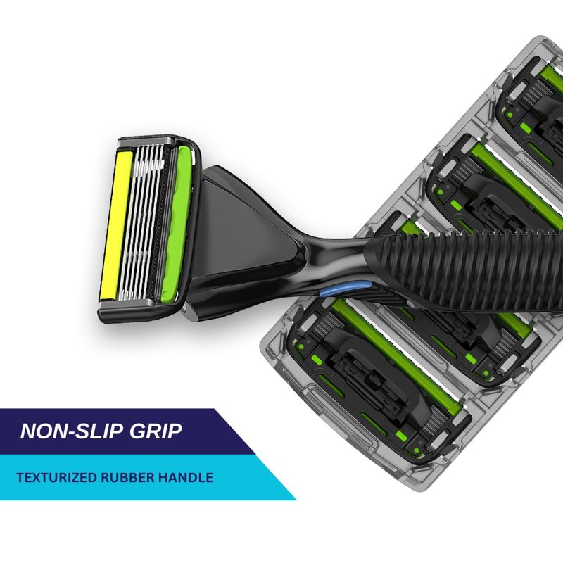 SWIPE Premium Men's 6-Blade Razor Kit (Flex Head Handle + 4 Refills) (No Trimmer)