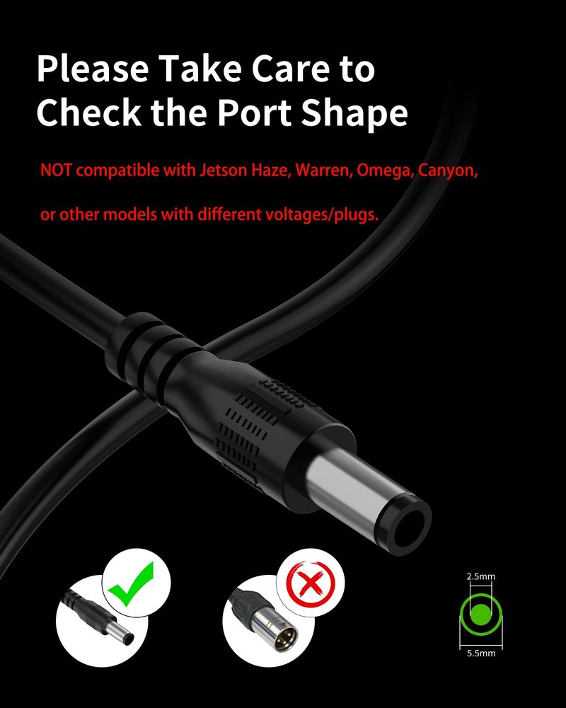 VHBW 42V Charger for Jetson Electric Bike, Compatible with Jetson Bolt, Bolt Pro, Adventure, Journey, Shadow, LX10, J5, J8 Bikes and for Jetson Eris, Ora Pro, Racer, Rhythm, Ryder Scooters
