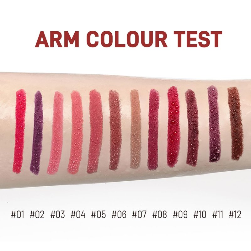 Matte Lip Liner Set - 12 Pcs Creamy Velvet Lipstick Kit | Waterproof, Long-Lasting, High Pigmented