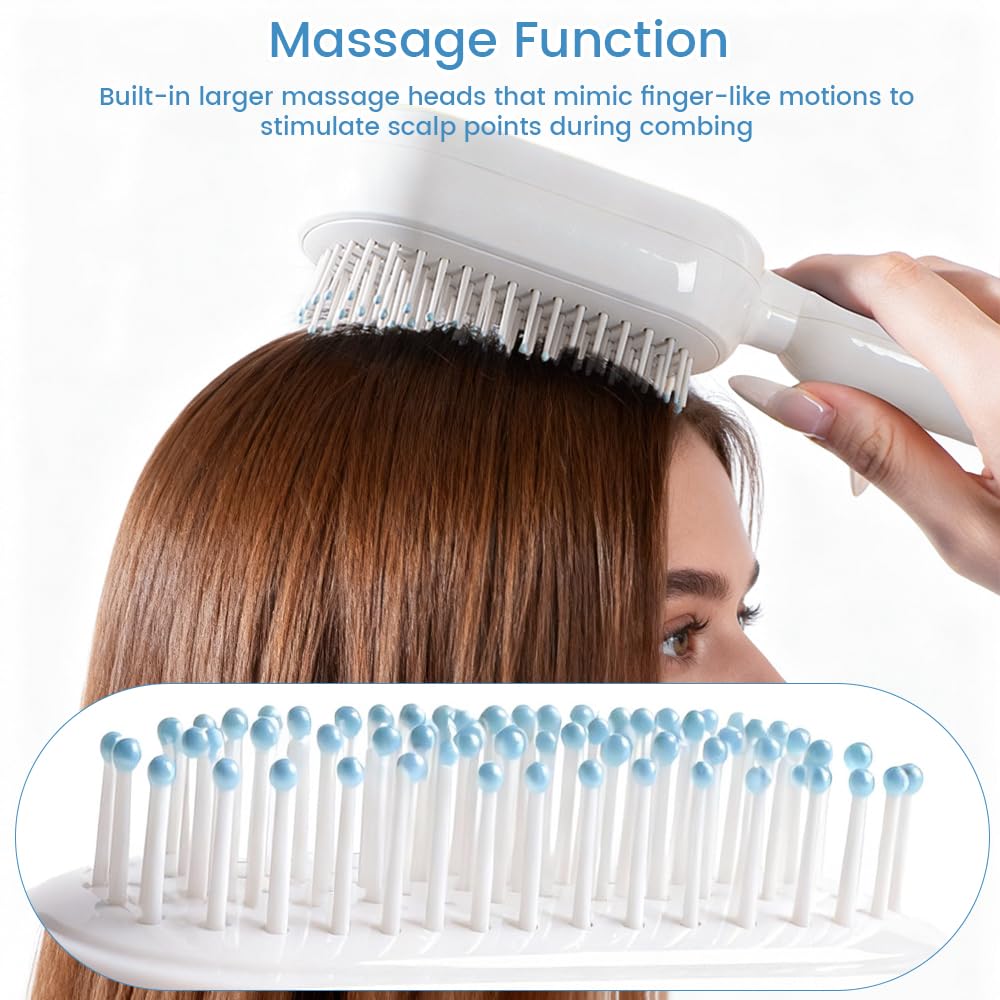 Self Cleaning Hair Brush, Retractable Hair Brush with Easy Clean Retractable Bristles and One-Pull Anti-Static Design, Massage Comb for Long Hair for Daily Styling and Scalp Relaxation