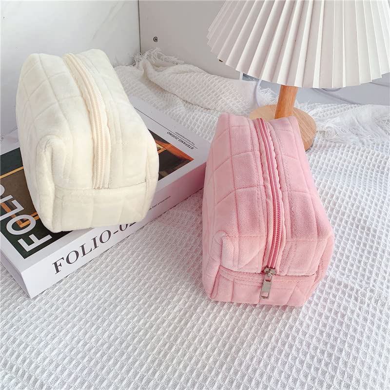 Cute Y2K Cosmetic Bag for Makeup & Mini Purse - White