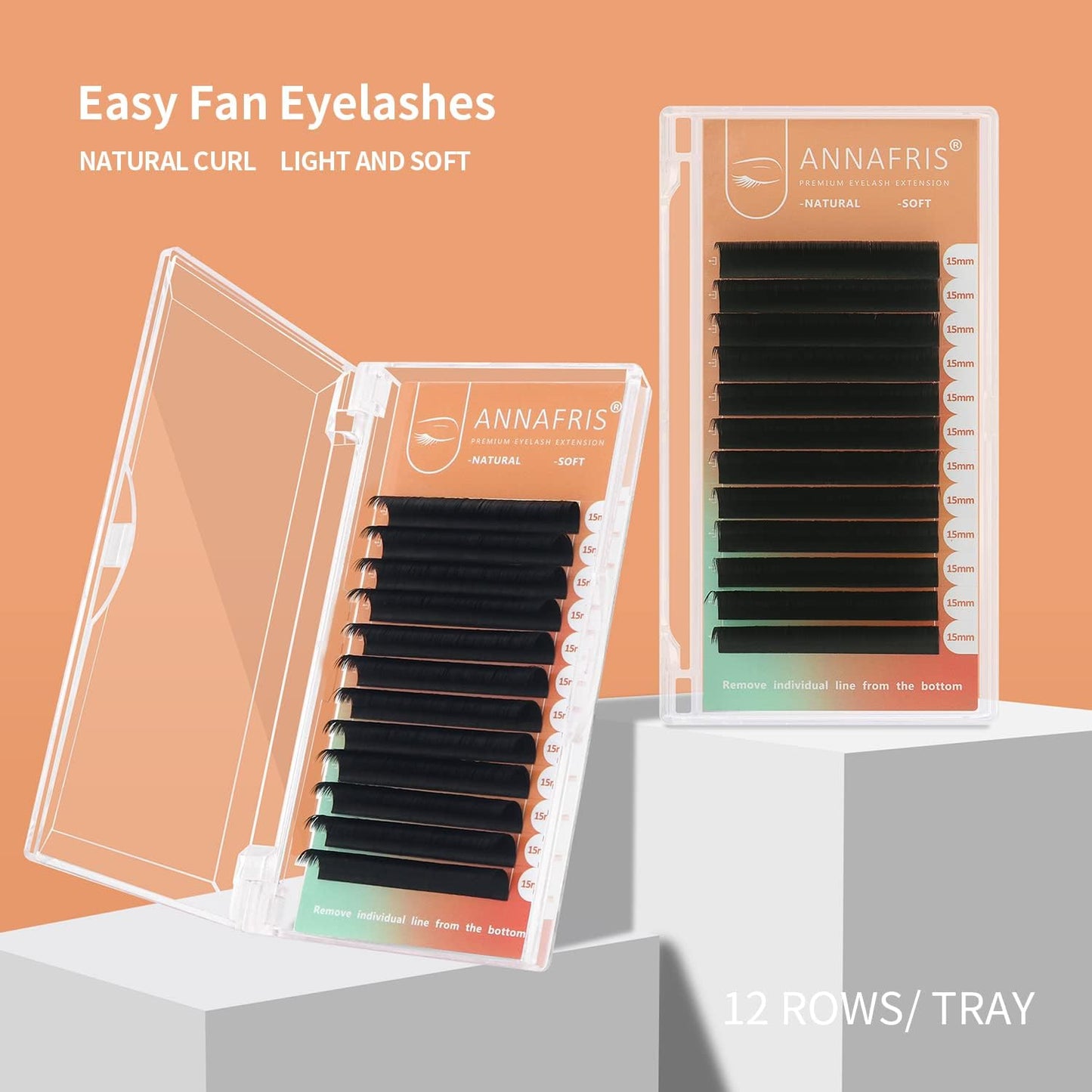 ANNAFRIS Easy Fan Eyelash Extension Automatic 1S Flowering Individual False Lashes Natural Soft Matte Black Volume Lash Extensions supplies