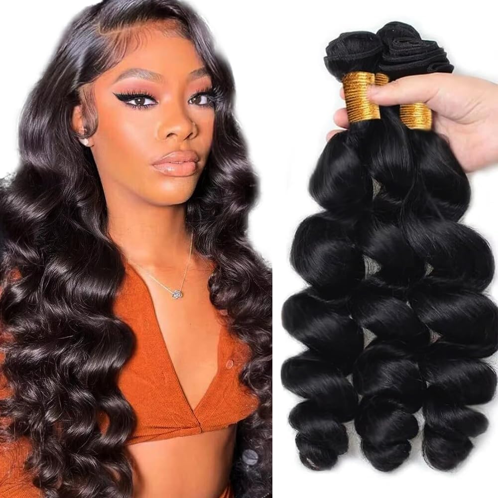 Loose Wave Bundles Human Hair Loose Body Wave Bundles Deep Wave Bundle 24 26 28 inch Natural Black Body Wave Bundle