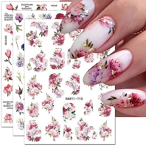 Dornail 8 Sheets 3D Floral Nail Stickers for DIY Nail Art Spring & Summer