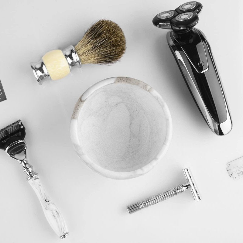 Linkidea Marble Shaving Bowl, Modern Marble Shaving Cream Cup, Large Capacity, 4" x 2" (10cm x 6.5cm), Shave Soap Bowl