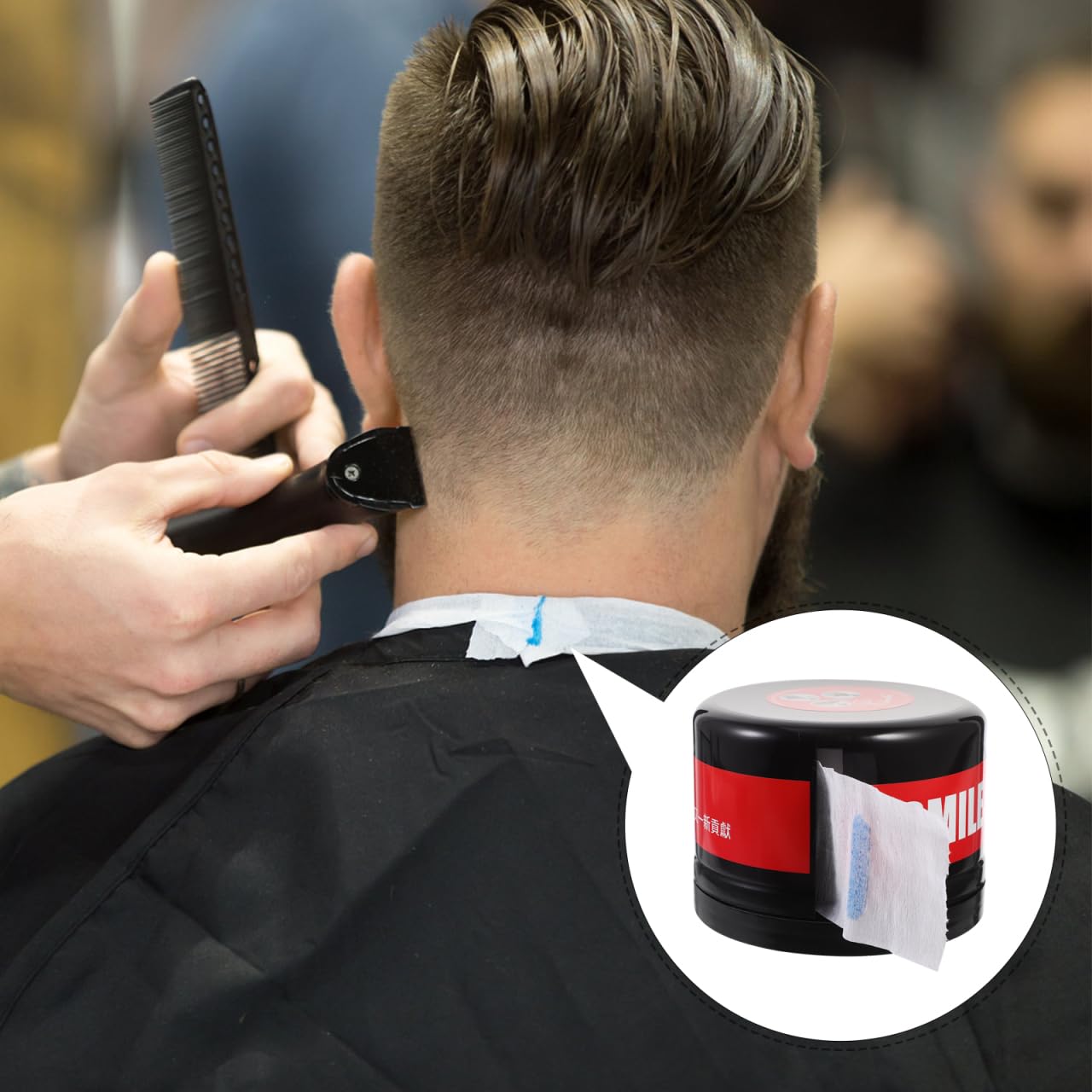 Angoily Neck Strips, Professional Barber Tape Stretchy Paper Roll Holder Covering Paper Case Container for Hair Salon, Hairdressing Duster Tool, Barber Accessories