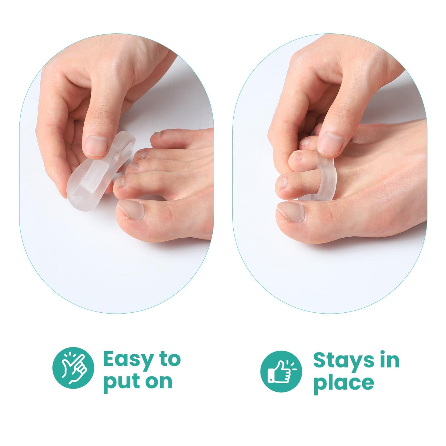 Welnove Hammer Toe Straightener Toe Corrector for Women - 8 Pcs Hammer Toe Cushion Pads for Bent, Crooked, Curled, Claw, and Hammer Toes - Soft Support and Realignment(Clear, 3 Loop Design)