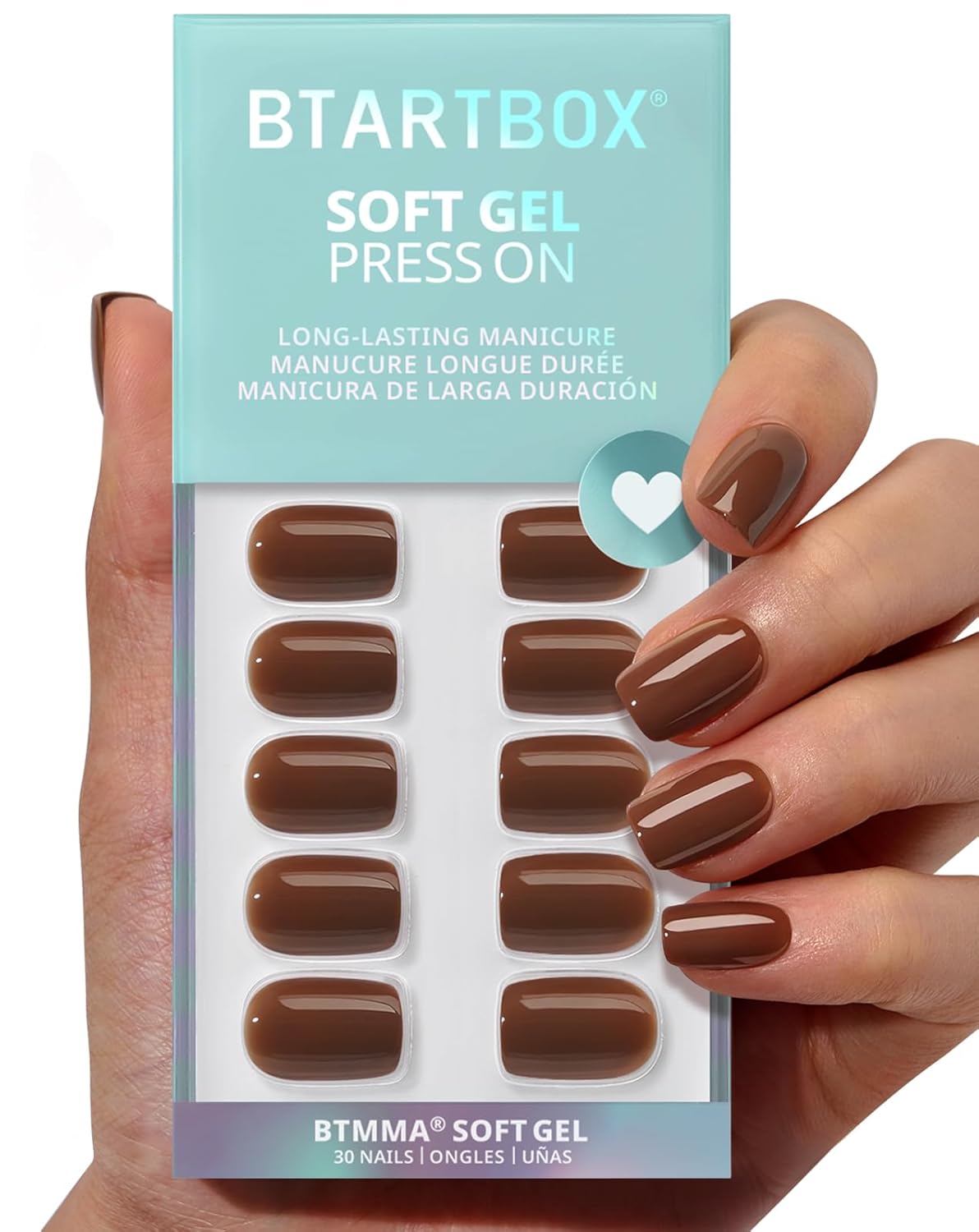 Press On Nails - Almond Shape Pastel Baby Pink Short Nails | Opaque Soft Gel, 32-Piece Kit in 16 Sizes