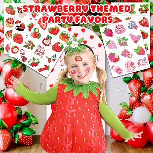 60 PCS Strawberry Temporary Tattoos for Kids - Fun Party Favors