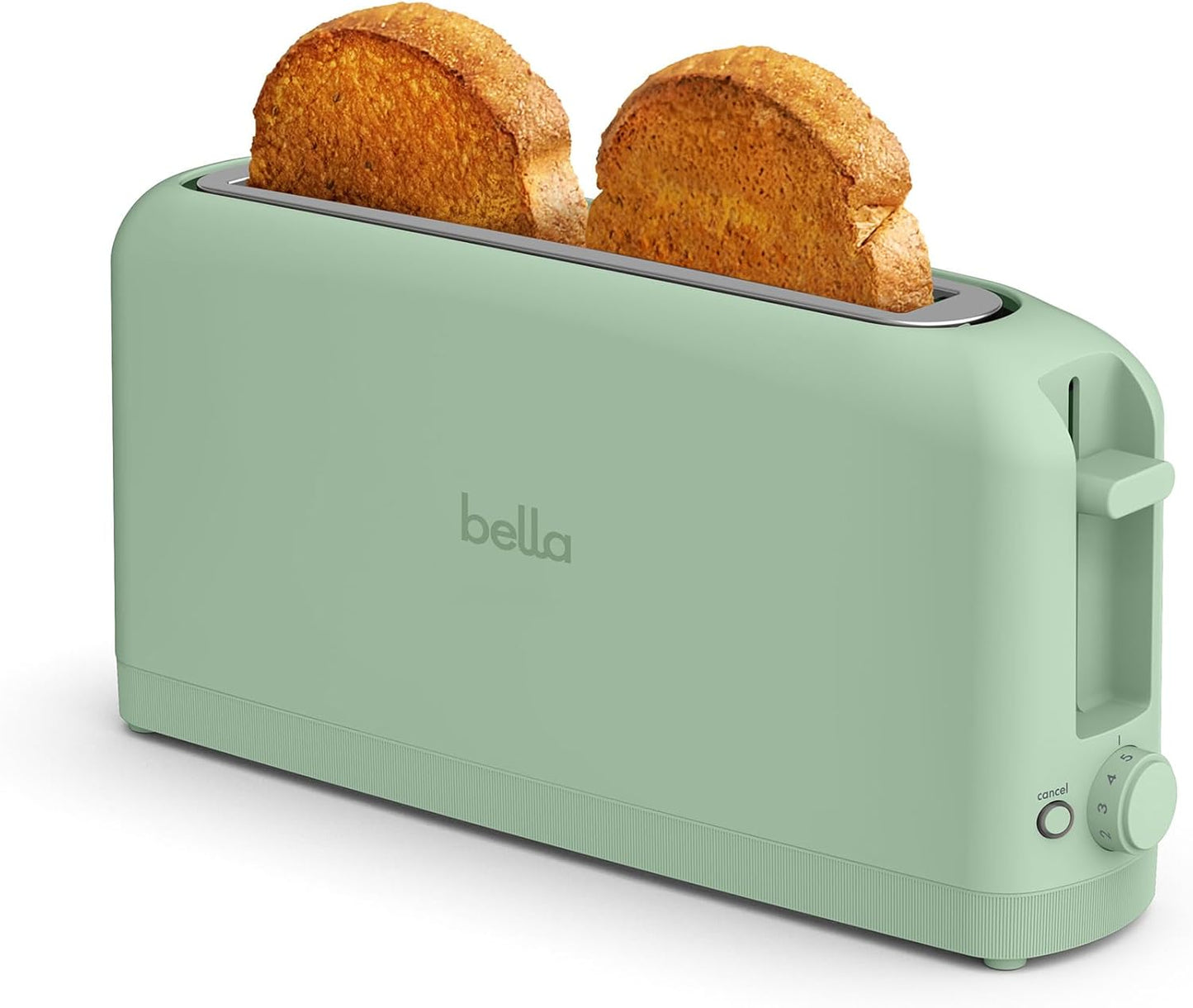 Bella 2 Slice Slim Toaster - 6 Setting Shade Control, 10” Long Slot, Anti-Jam & Auto Shutoff, Oatmilk Color